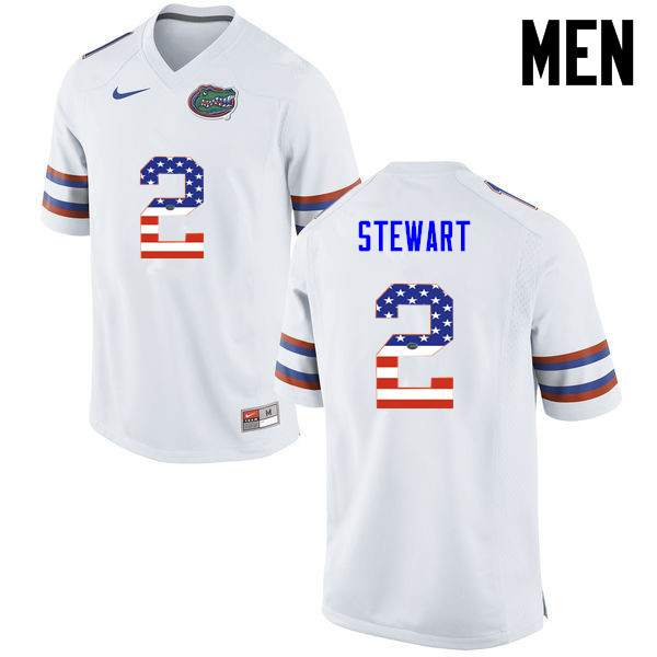 Men Florida Gators #2 Brad Stewart College Football USA Flag Fashion Jerseys-White - Click Image to Close